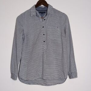 Tommy Hilfiger Stripe Nautical Stripe 1/2 Button Down Shirt Small